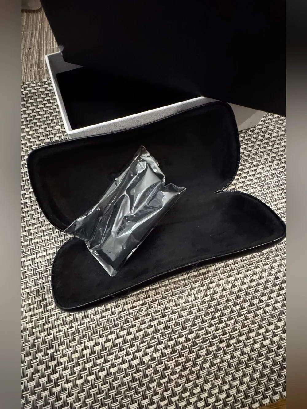 CHANEL Black Quilted Leather Sunglasses Case with Silver CC